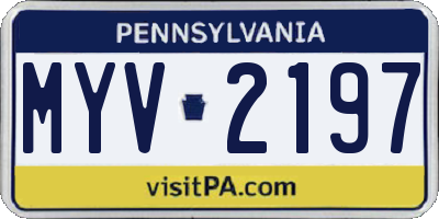 PA license plate MYV2197