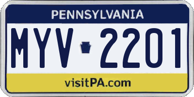 PA license plate MYV2201