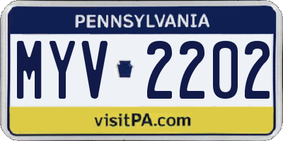 PA license plate MYV2202
