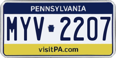 PA license plate MYV2207