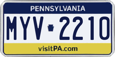 PA license plate MYV2210