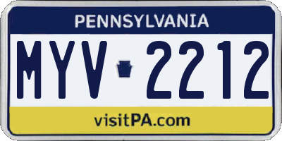 PA license plate MYV2212