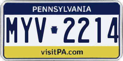 PA license plate MYV2214