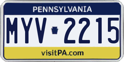 PA license plate MYV2215