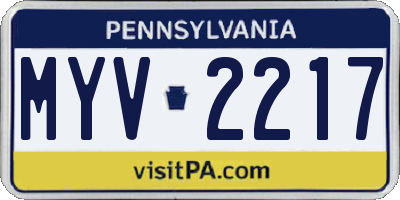 PA license plate MYV2217