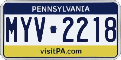 PA license plate MYV2218