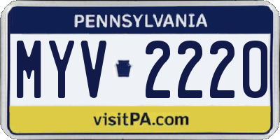 PA license plate MYV2220