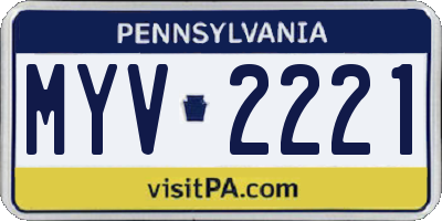PA license plate MYV2221