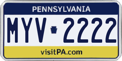 PA license plate MYV2222