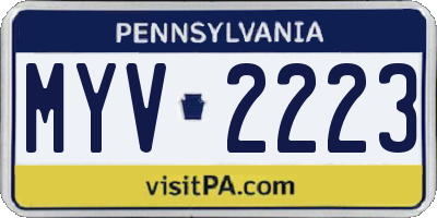 PA license plate MYV2223
