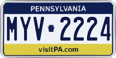 PA license plate MYV2224