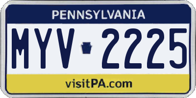 PA license plate MYV2225
