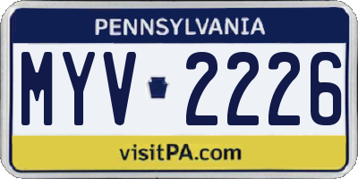 PA license plate MYV2226