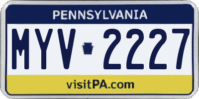 PA license plate MYV2227
