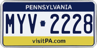 PA license plate MYV2228
