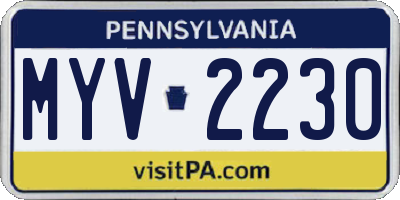 PA license plate MYV2230