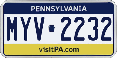 PA license plate MYV2232
