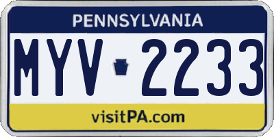 PA license plate MYV2233