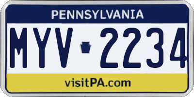 PA license plate MYV2234