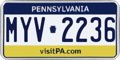PA license plate MYV2236