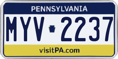 PA license plate MYV2237