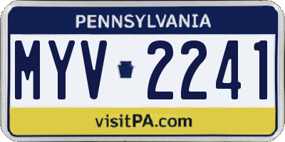PA license plate MYV2241