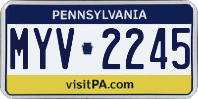 PA license plate MYV2245