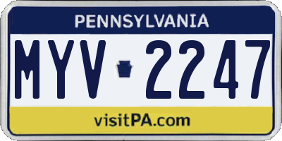 PA license plate MYV2247