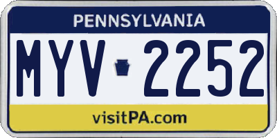 PA license plate MYV2252