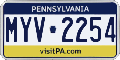 PA license plate MYV2254