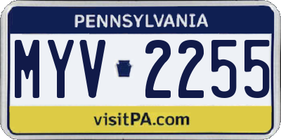 PA license plate MYV2255