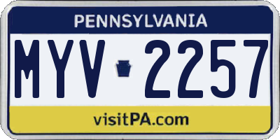 PA license plate MYV2257