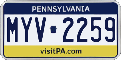 PA license plate MYV2259