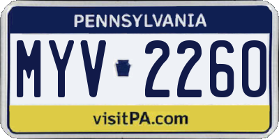 PA license plate MYV2260