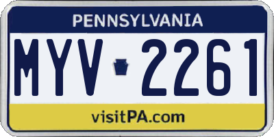 PA license plate MYV2261