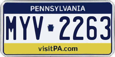 PA license plate MYV2263