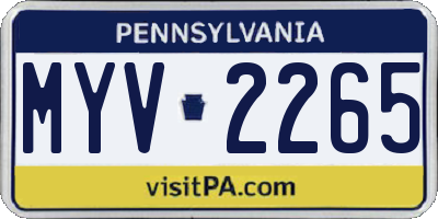 PA license plate MYV2265