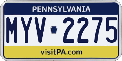 PA license plate MYV2275