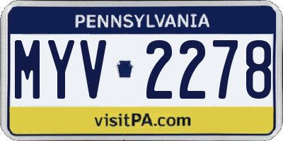 PA license plate MYV2278