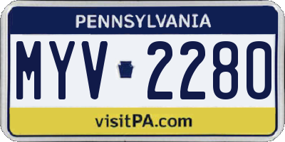 PA license plate MYV2280