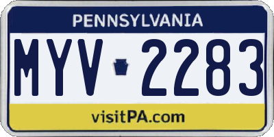 PA license plate MYV2283