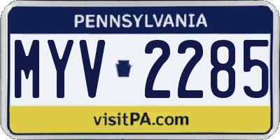 PA license plate MYV2285