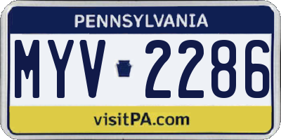 PA license plate MYV2286