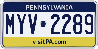 PA license plate MYV2289