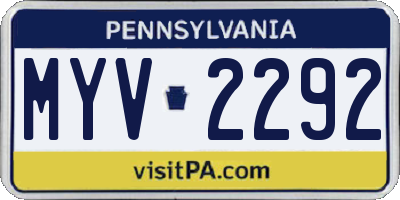 PA license plate MYV2292