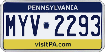 PA license plate MYV2293