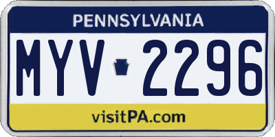 PA license plate MYV2296