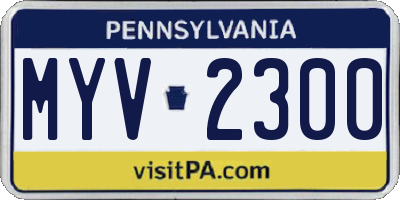 PA license plate MYV2300