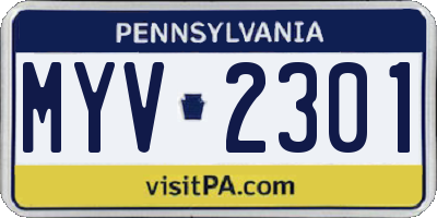 PA license plate MYV2301