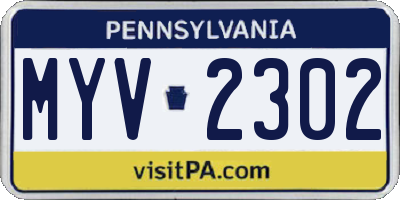PA license plate MYV2302